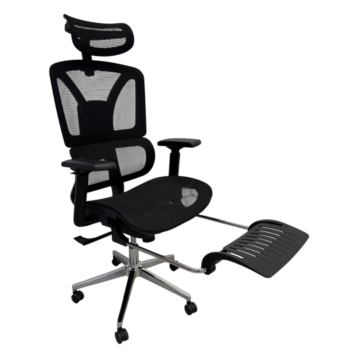 Solis ergonomic mesh office chair with adjustable headrest, lumbar support and footrest