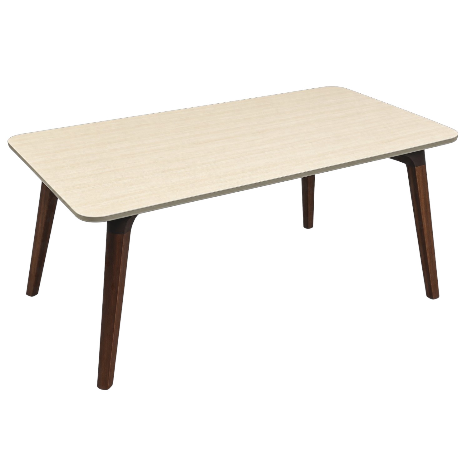Mara dining table with stone finish top and brown wooden legs