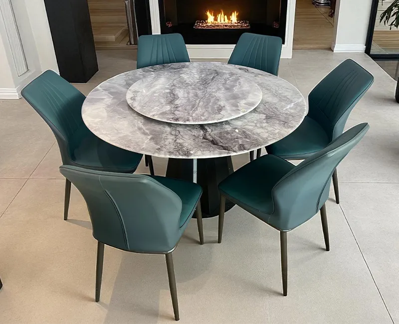 Aurelia Grey Marble Dining Set 6 Seater