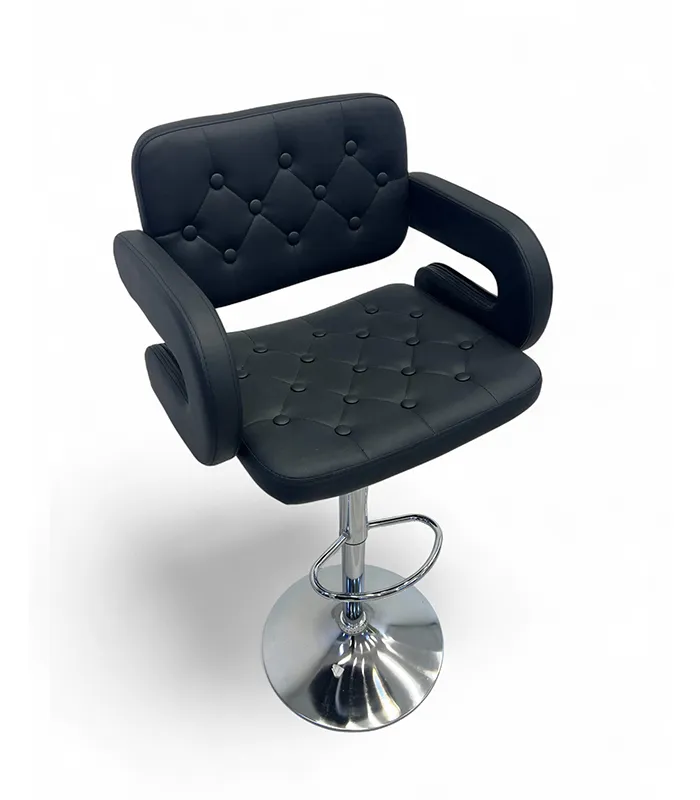 Black Tufted Adjustable Bar Stool