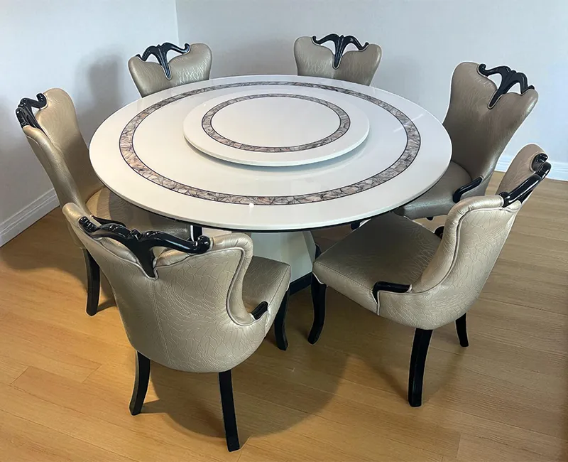 Crown White Marble Dining Set β 6 Seater