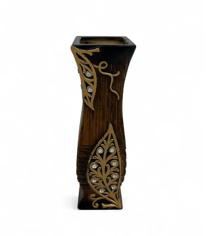 Ember Leaf Wooden Vase