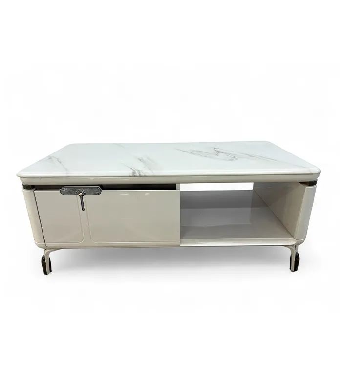 GLOSSY WHITE MARBLE COFFEE TABLE (S96-15)