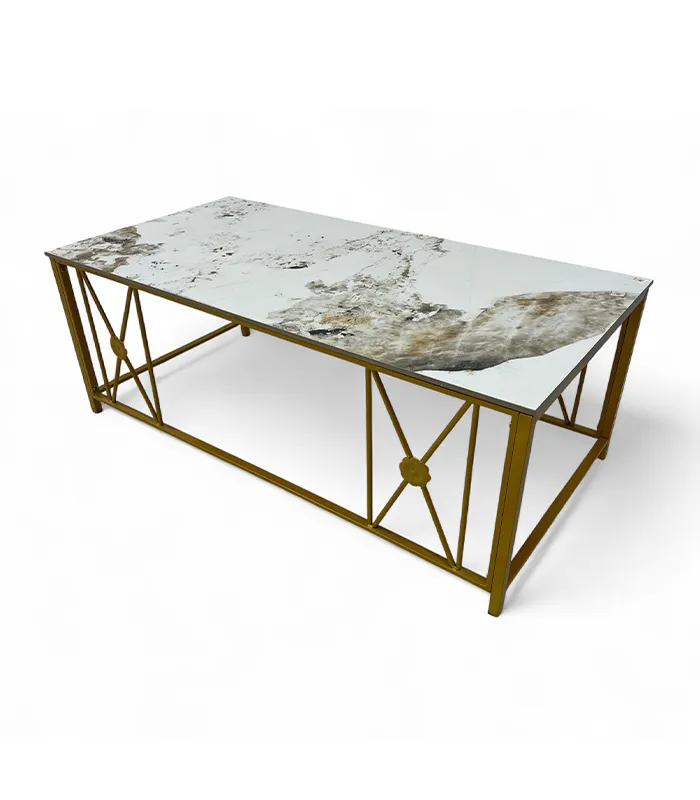 GOLD CERAMIC TOP COFFEE TABLE (608)