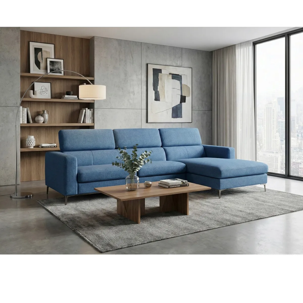 Kora Fabric L-shape sofa set