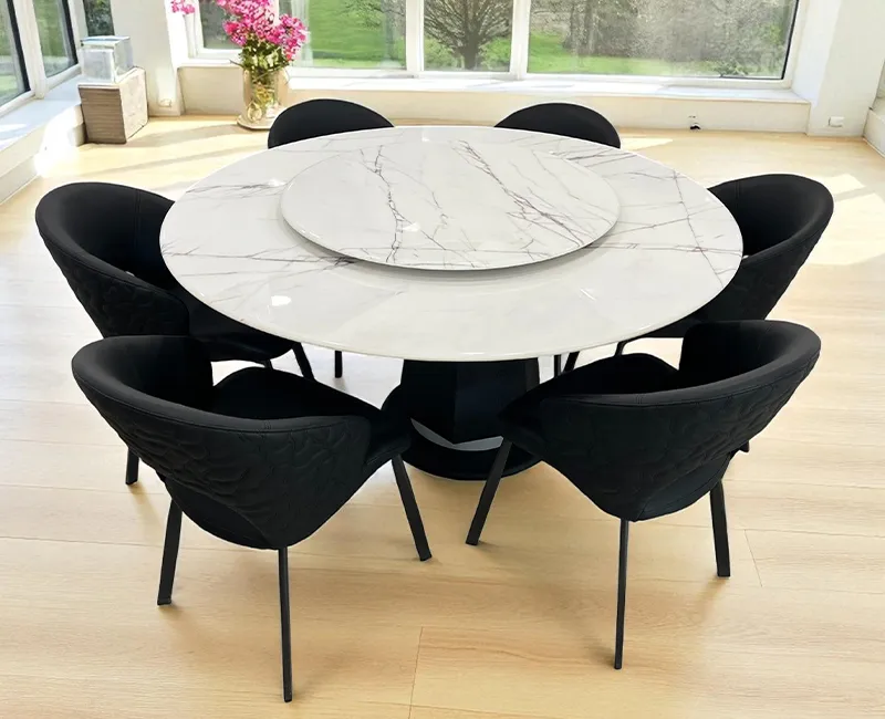 Lunare Round Marble Dining Set- 6 Seater