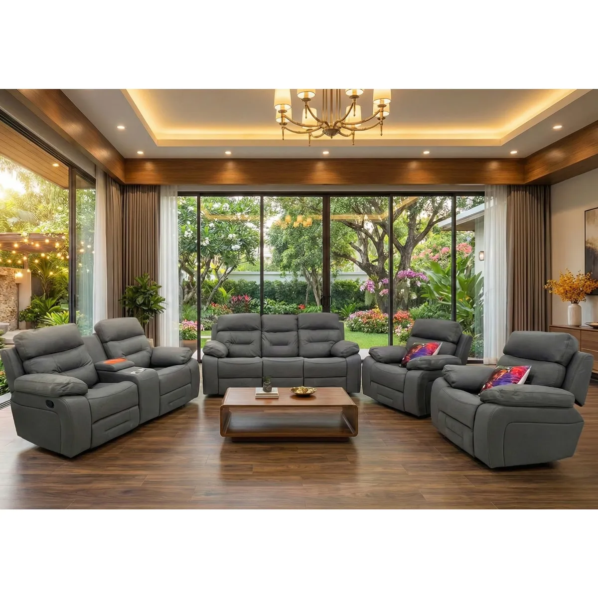 Verona Grey Recliner Sofa 7 Seater